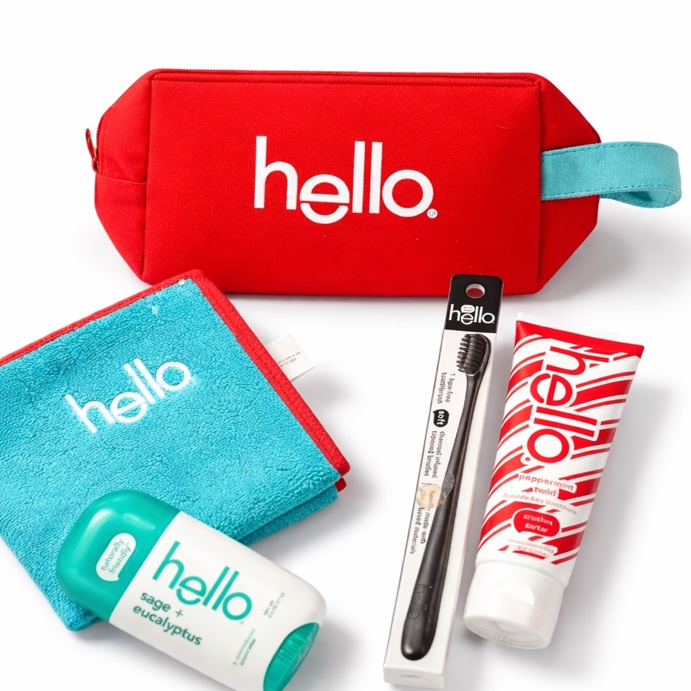 HELLO by Target Red Canvas Zippered Travel Toiletry Cosmetic Bag NWT